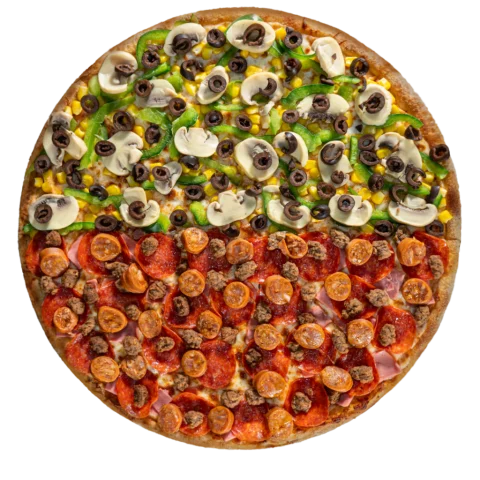 Arma una pizza por mitades