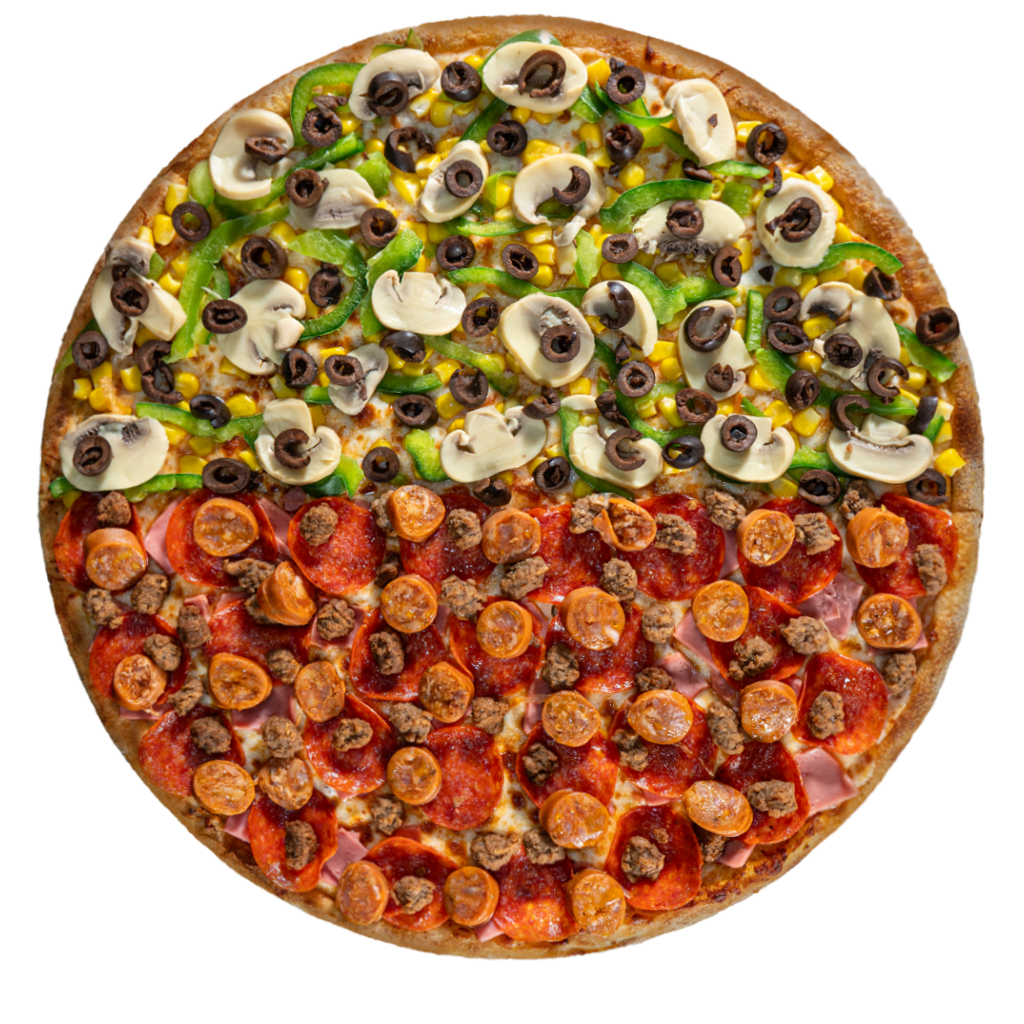 Arma una pizza por mitades